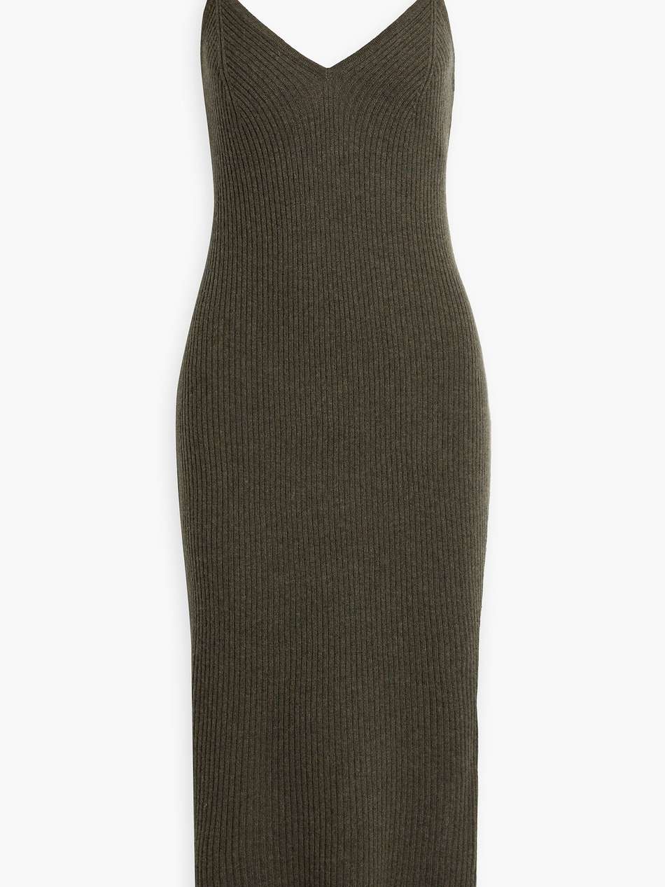 ribbed cashmere midi slip dress