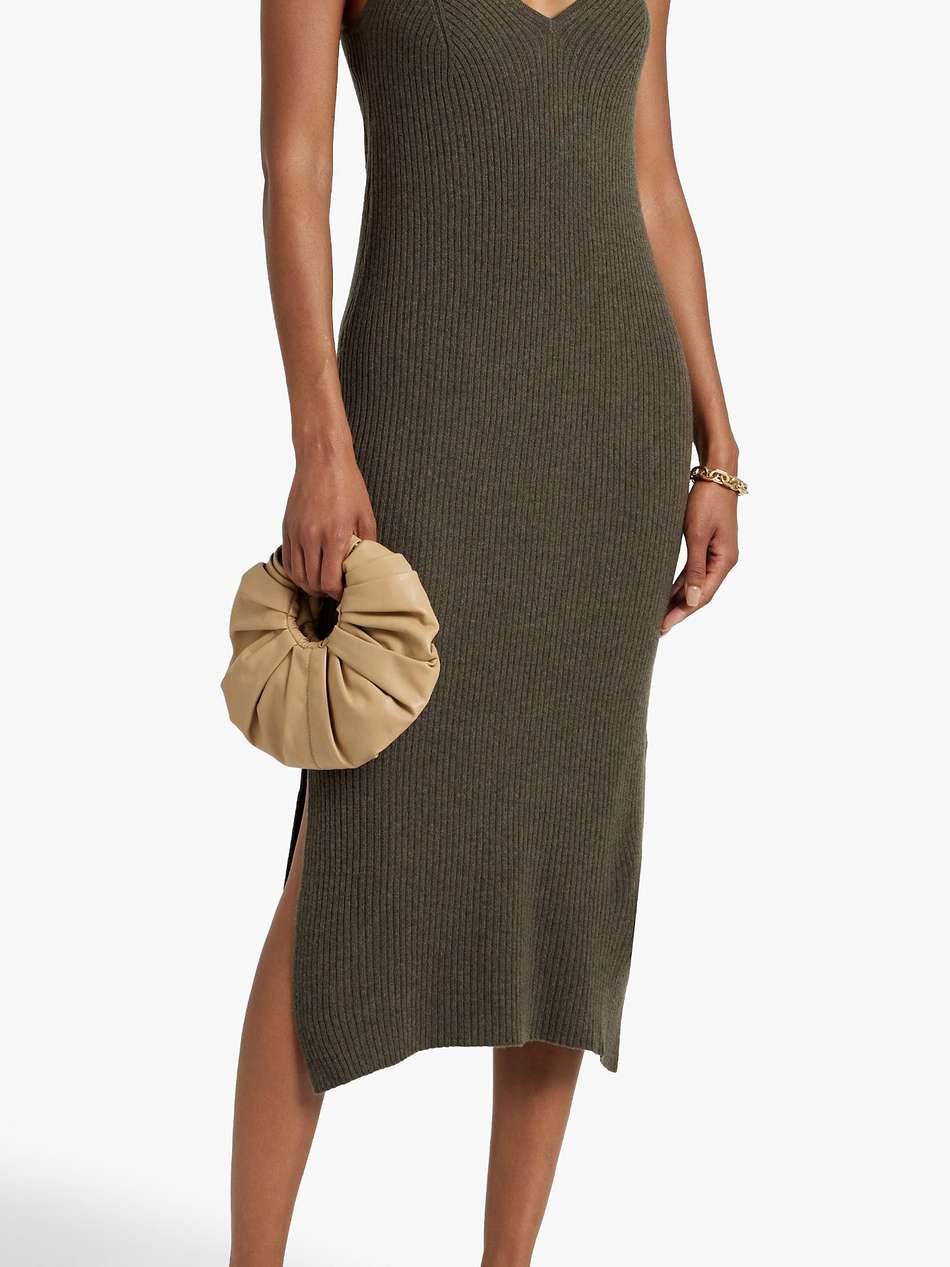 ribbed cashmere midi slip dress