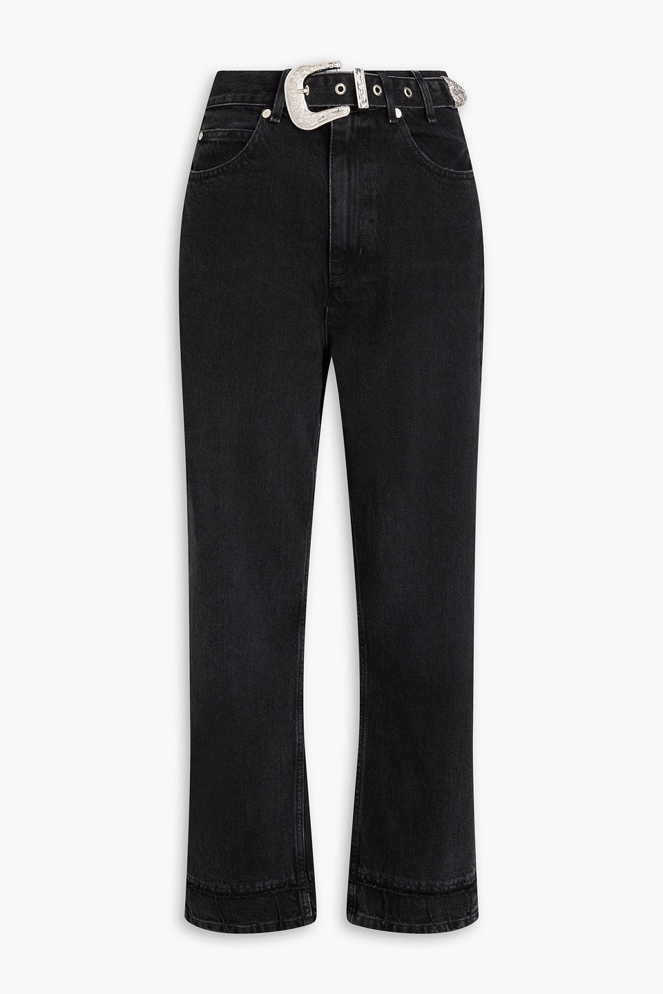 Sandro Belted High-rise Straight-leg Jeans In Black
