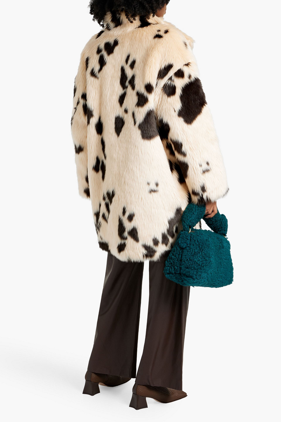 Stand Studio Doona Printed Faux Fur Coat In Sand