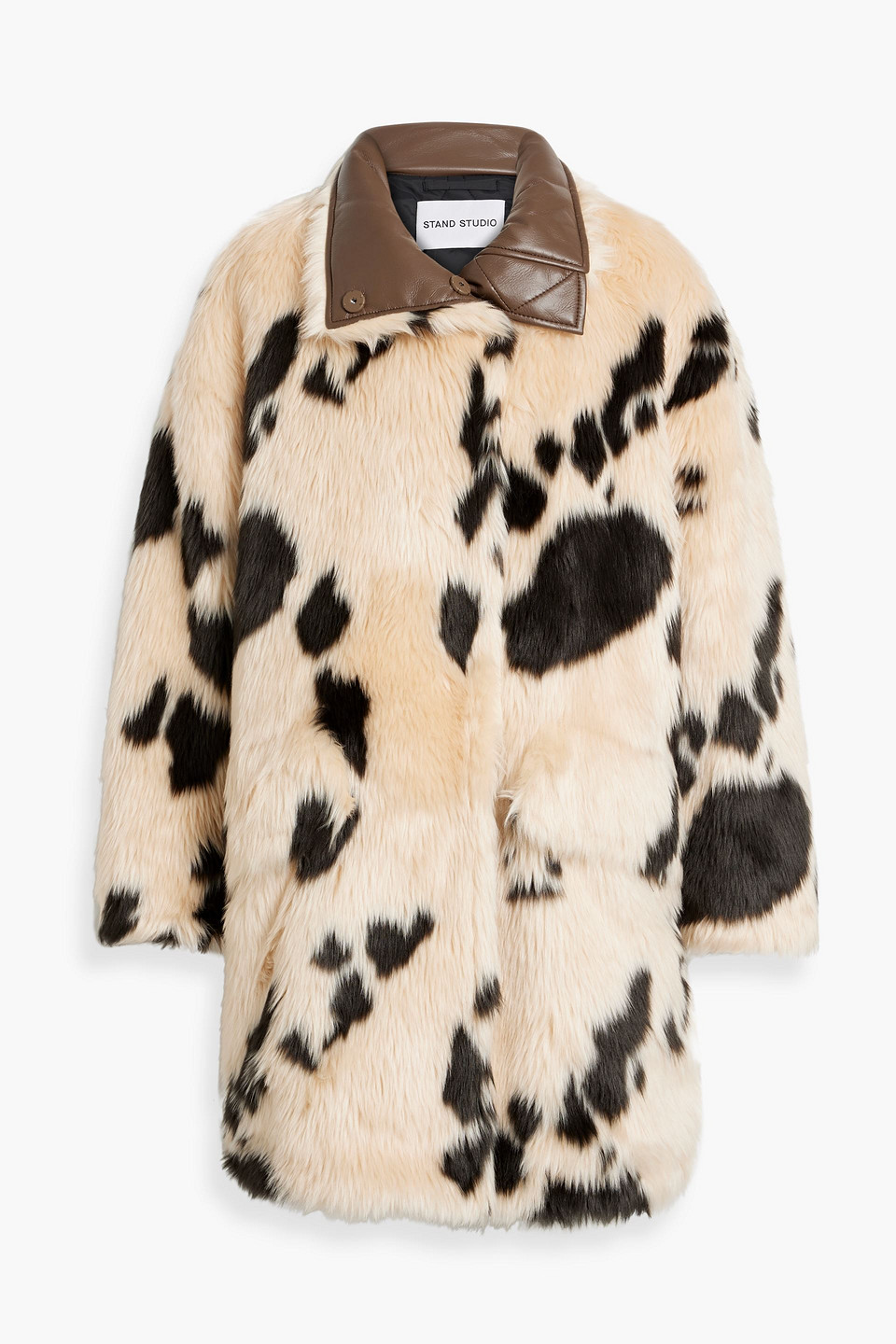 Stand Studio Doona Printed Faux Fur Coat In Sand