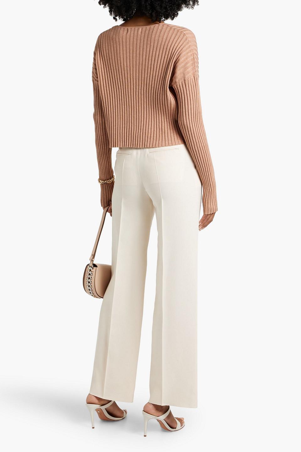 NAADAM TWISTED RIBBED-KNIT BRA TOP AND SHRUG SET