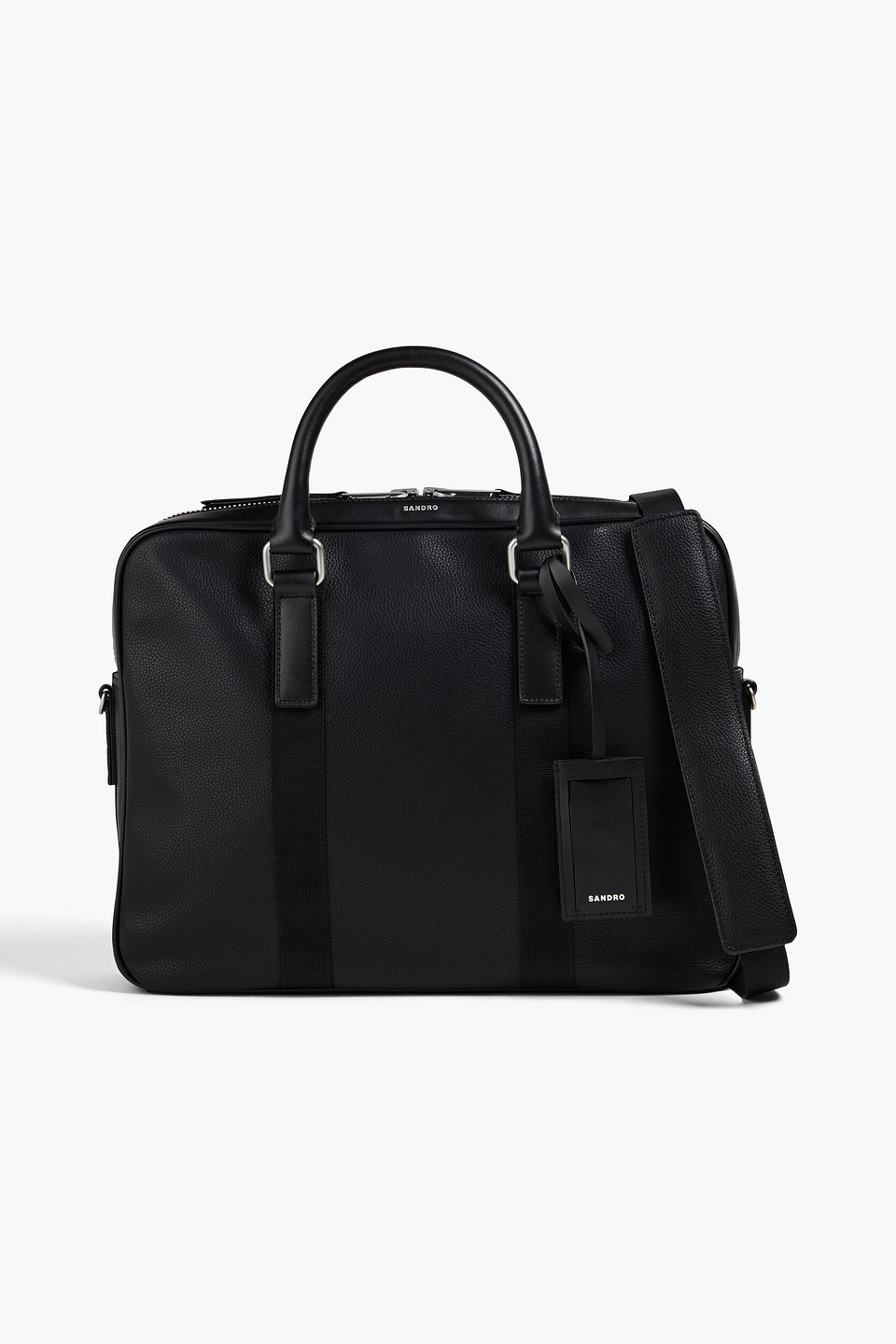 Sandro Pebbled-leather Briefcase In Burgundy