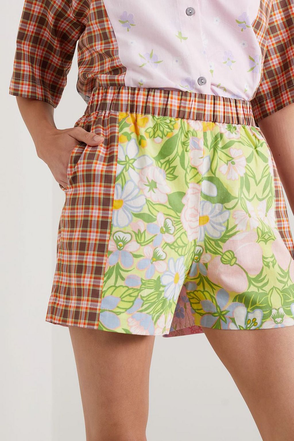 RAVE REVIEW Grimes patchwork cotton shorts