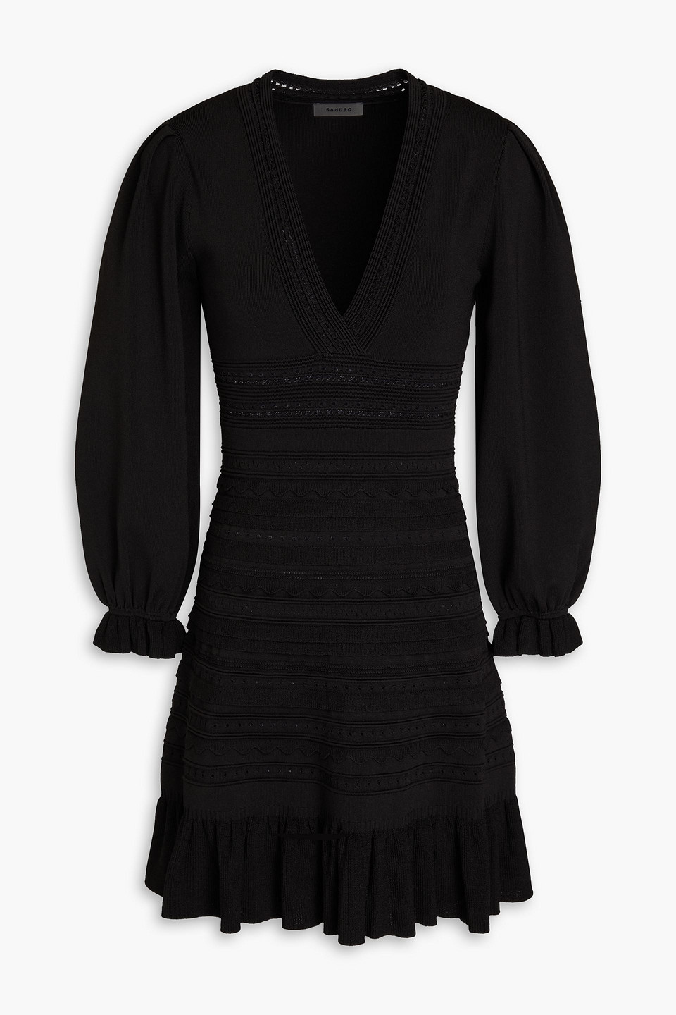 Sandro Knitted Mini Dress In Black