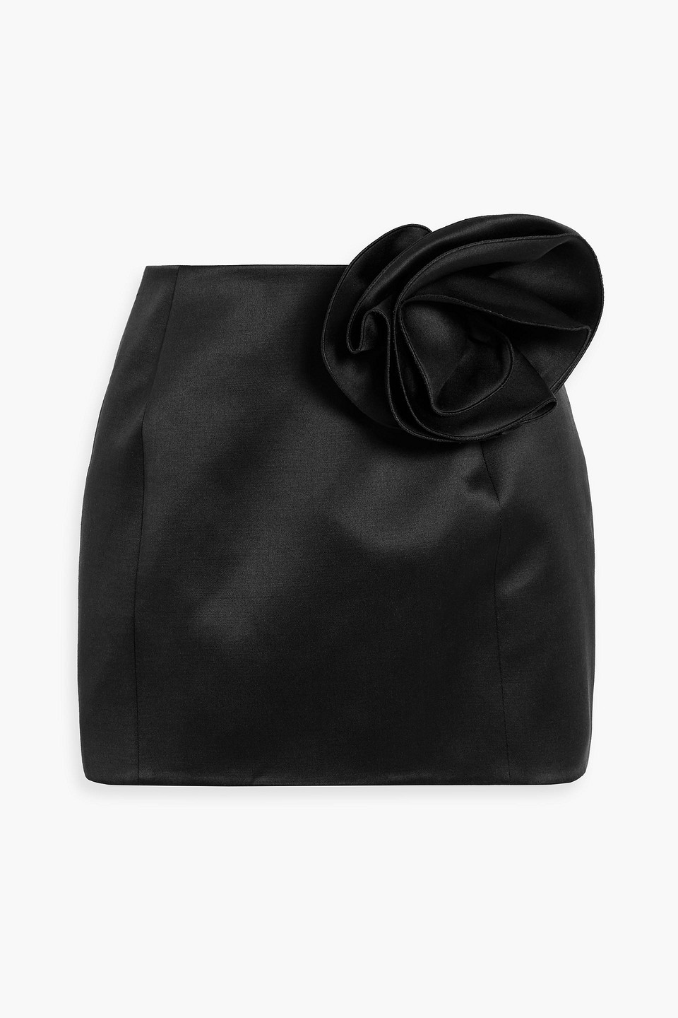 Magda Butrym Floral-appliquéd Silk And Wool-blend Mini Skirt In Black