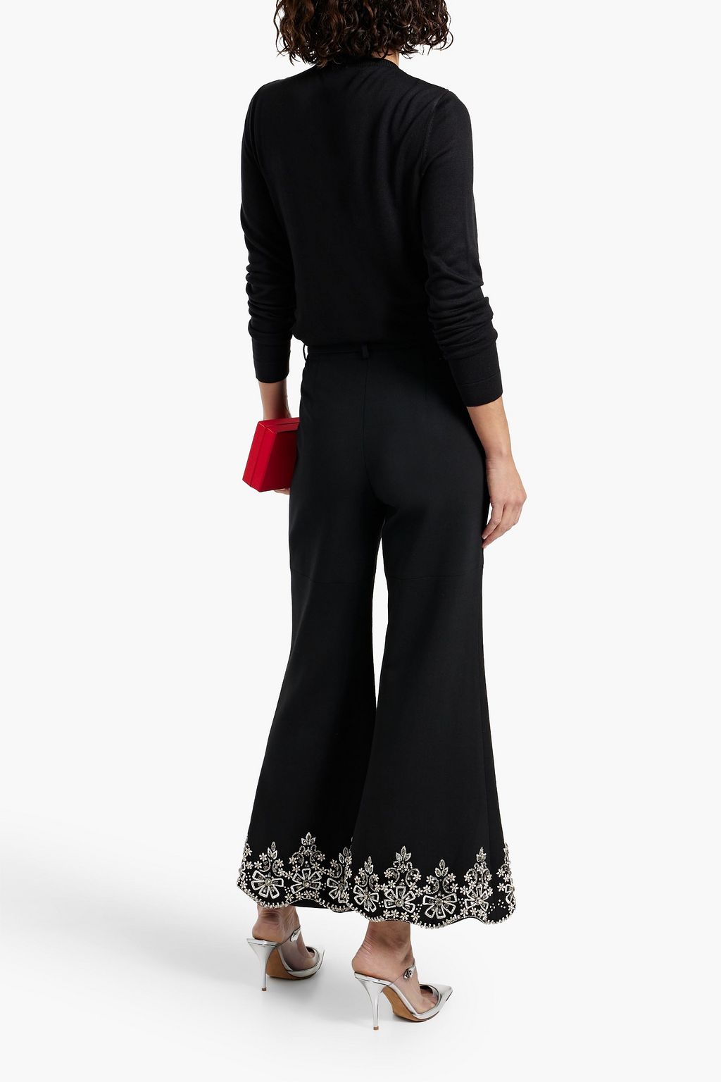 OSCAR DE LA RENTA Guipure lace-paneled silk-blend cardigan