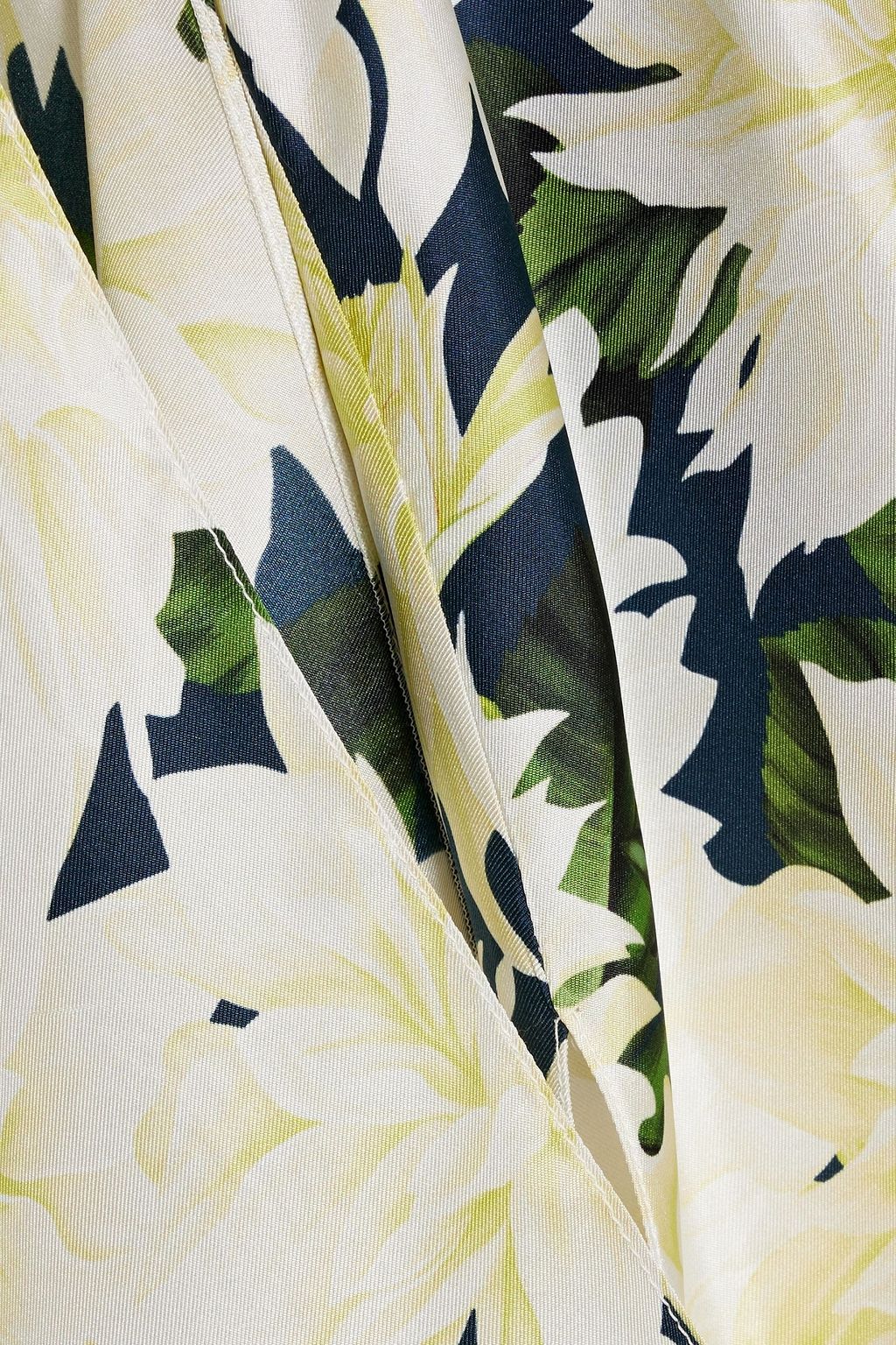 OSCAR DE LA RENTA Gathered floral-print silk-twill shirt