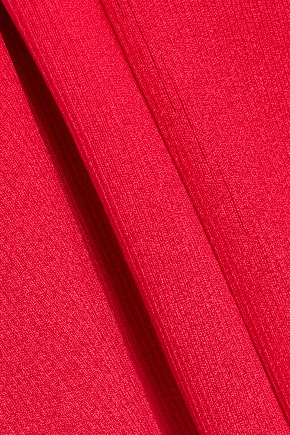 Oscar De La Renta Ribbed Silk-blend Turtleneck Top In Red