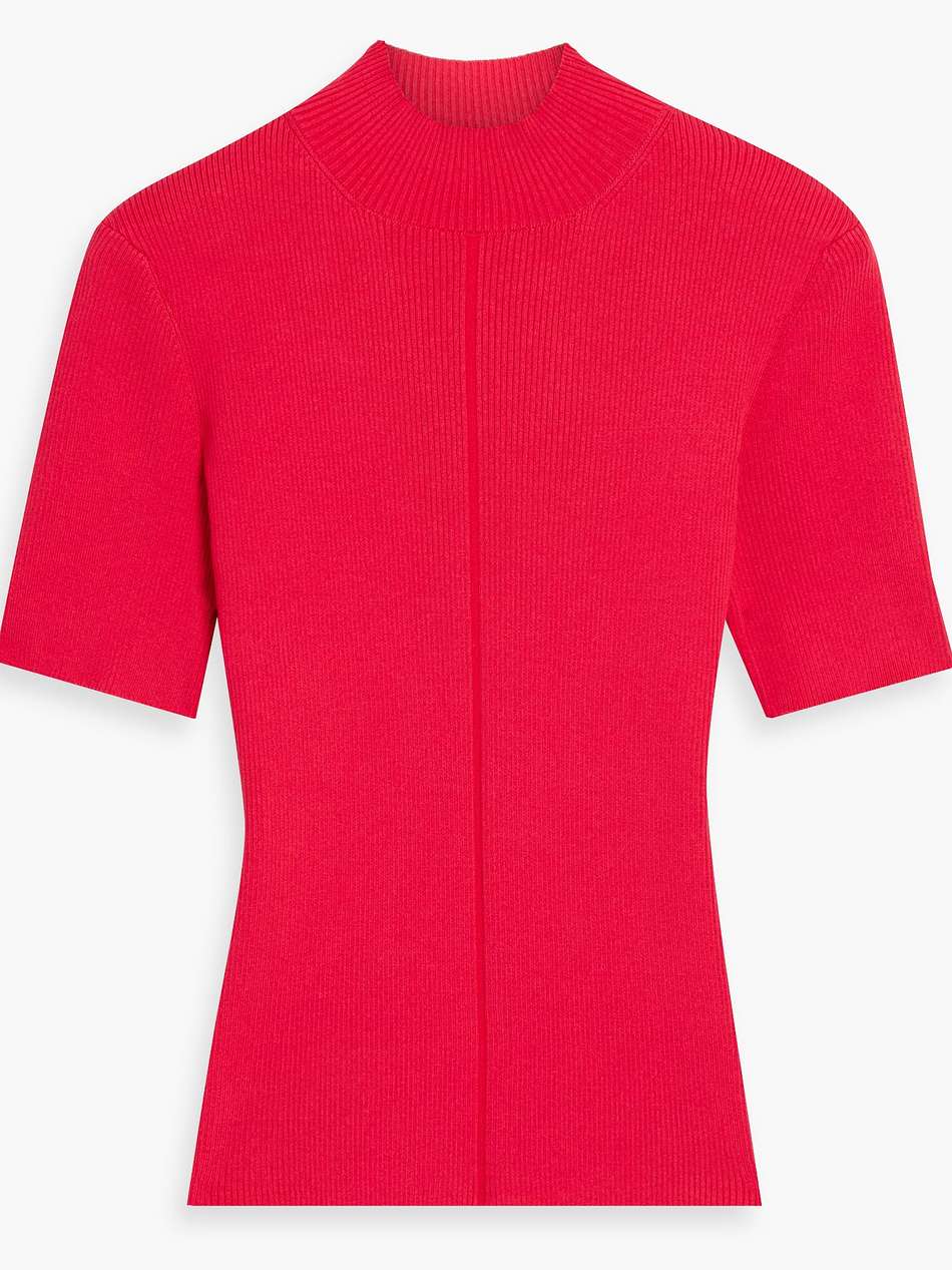 ribbed silk-blend turtleneck top