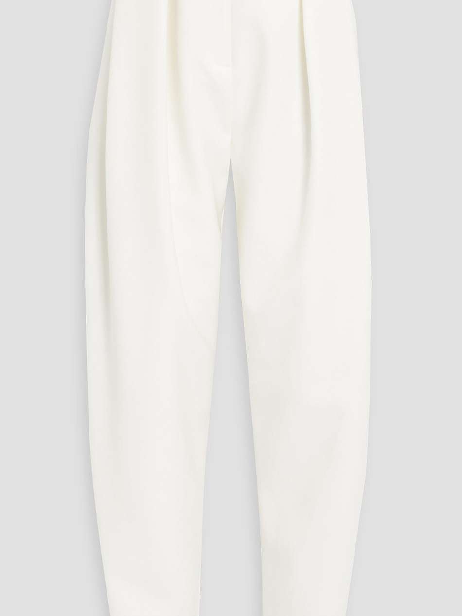 pleated silk and wool-blend tapered pants