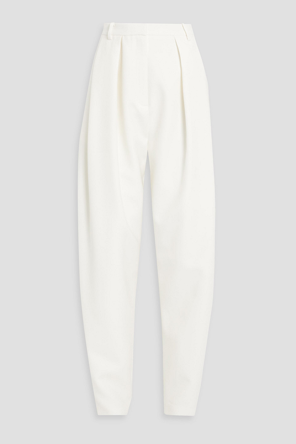 Magda Butrym Pleated Silk And Wool-blend Tapered Pants In Ivory