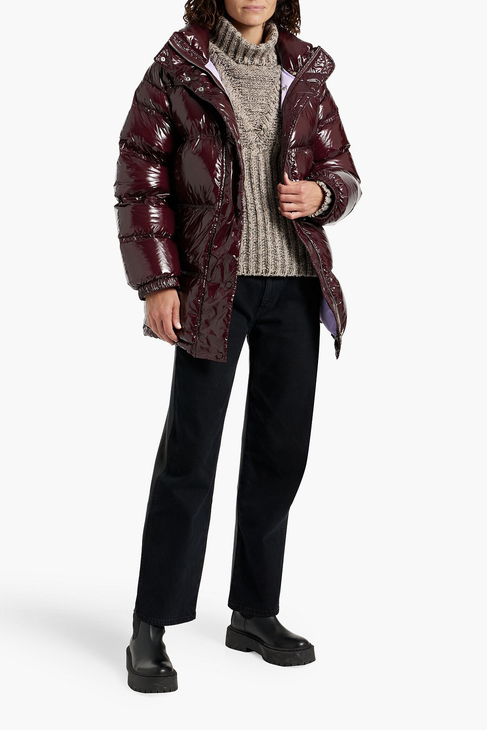 Stand Studio Lori Quilted Vinyl Down Jacket In Burgundy