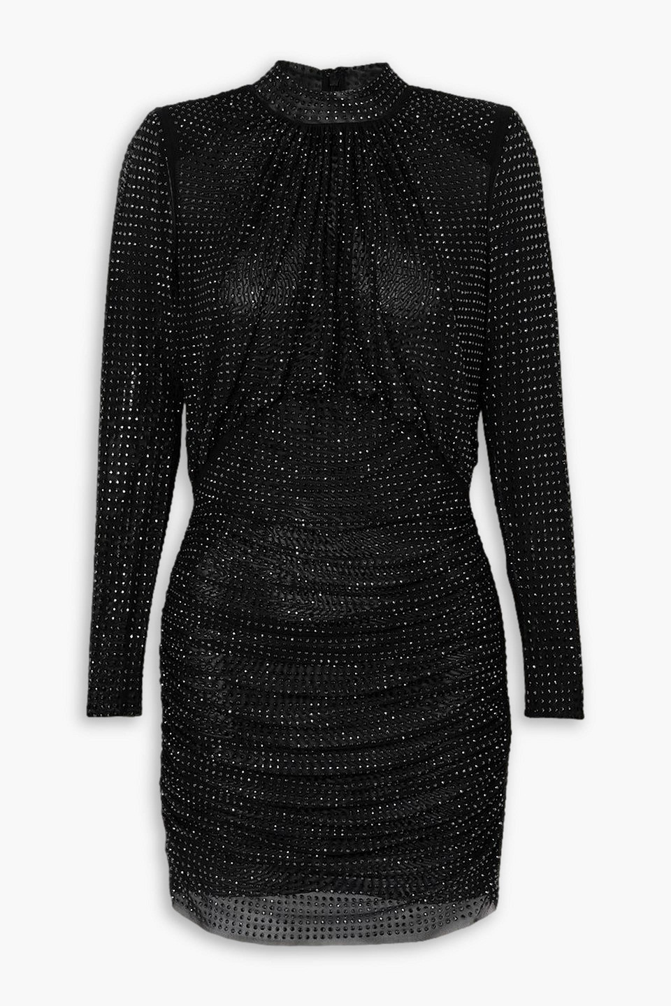 Self-Portrait Gathered crystal-embellished stretch-mesh mini dress | Smart  Closet