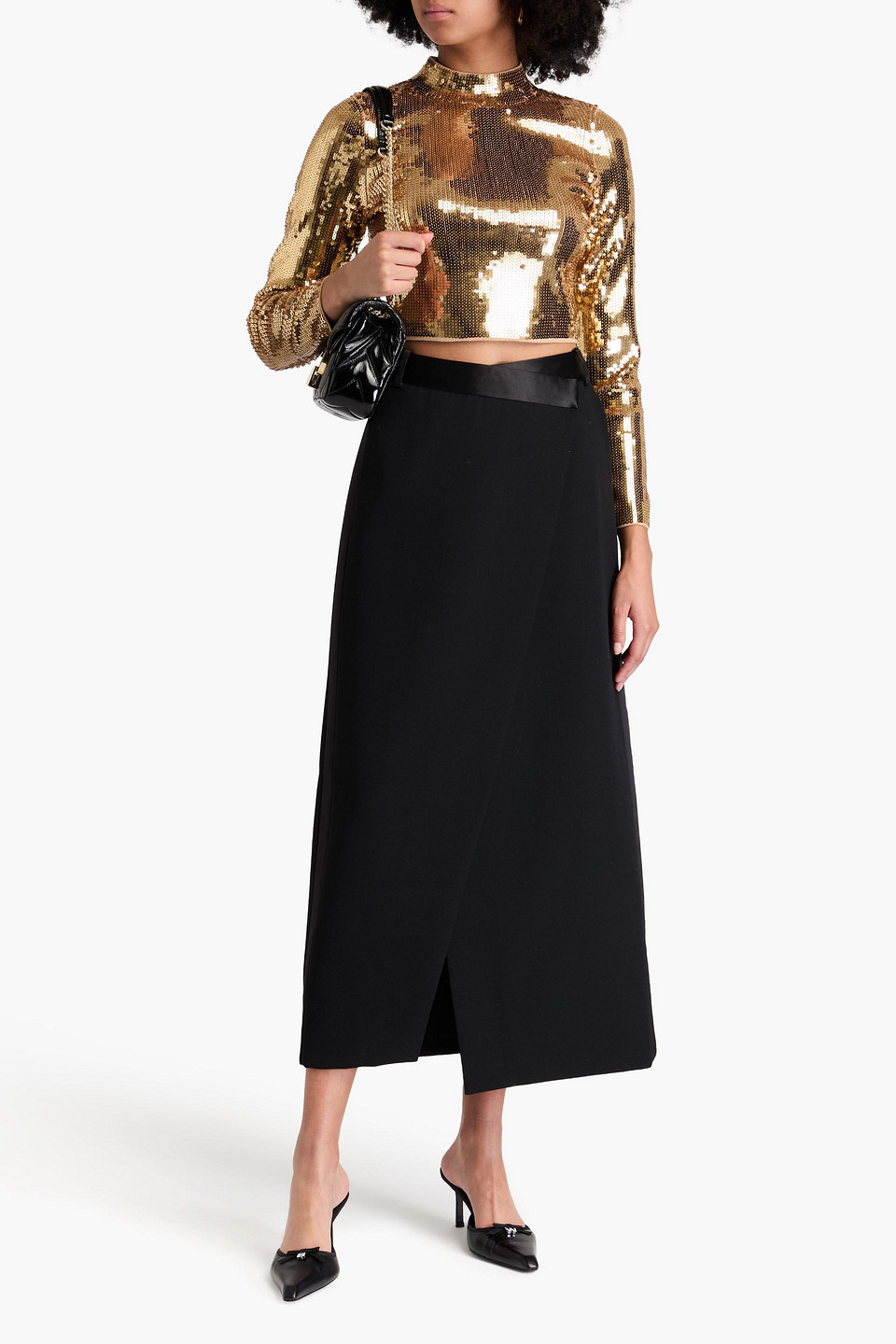  Sandro - Cropped Oberteil Aus Rippstrick Mit Pailletten - Metallic - 2 