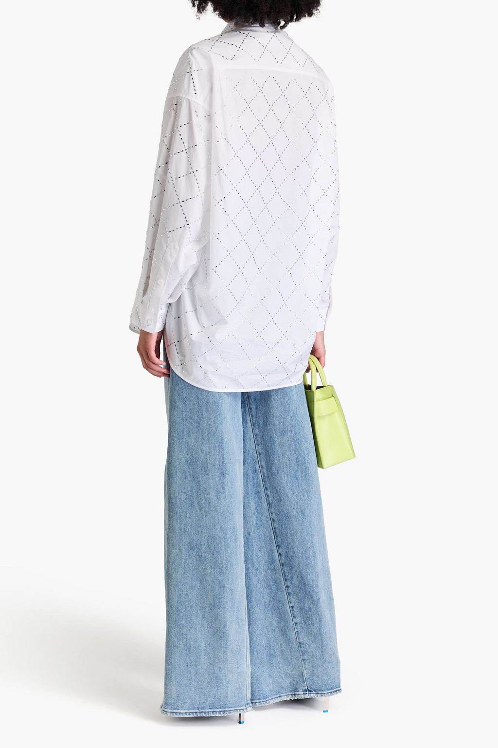 SANDRO Oversized crystal-embellished cotton-poplin shirt