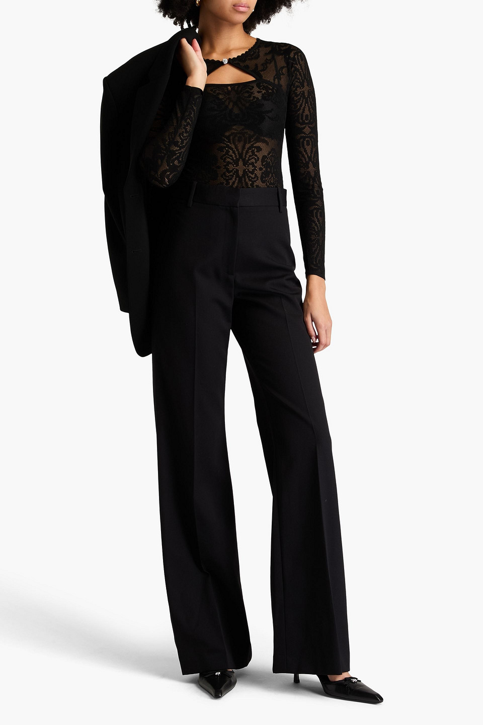 Sandro Lace Bodysuit In Black