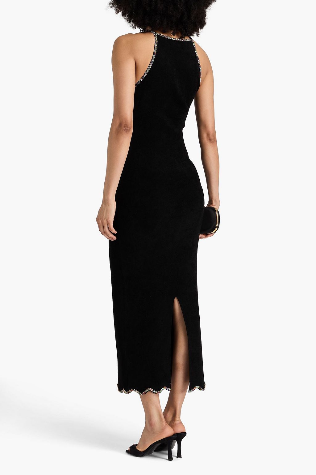 SANDRO Crystal-embellished chenille midi dress