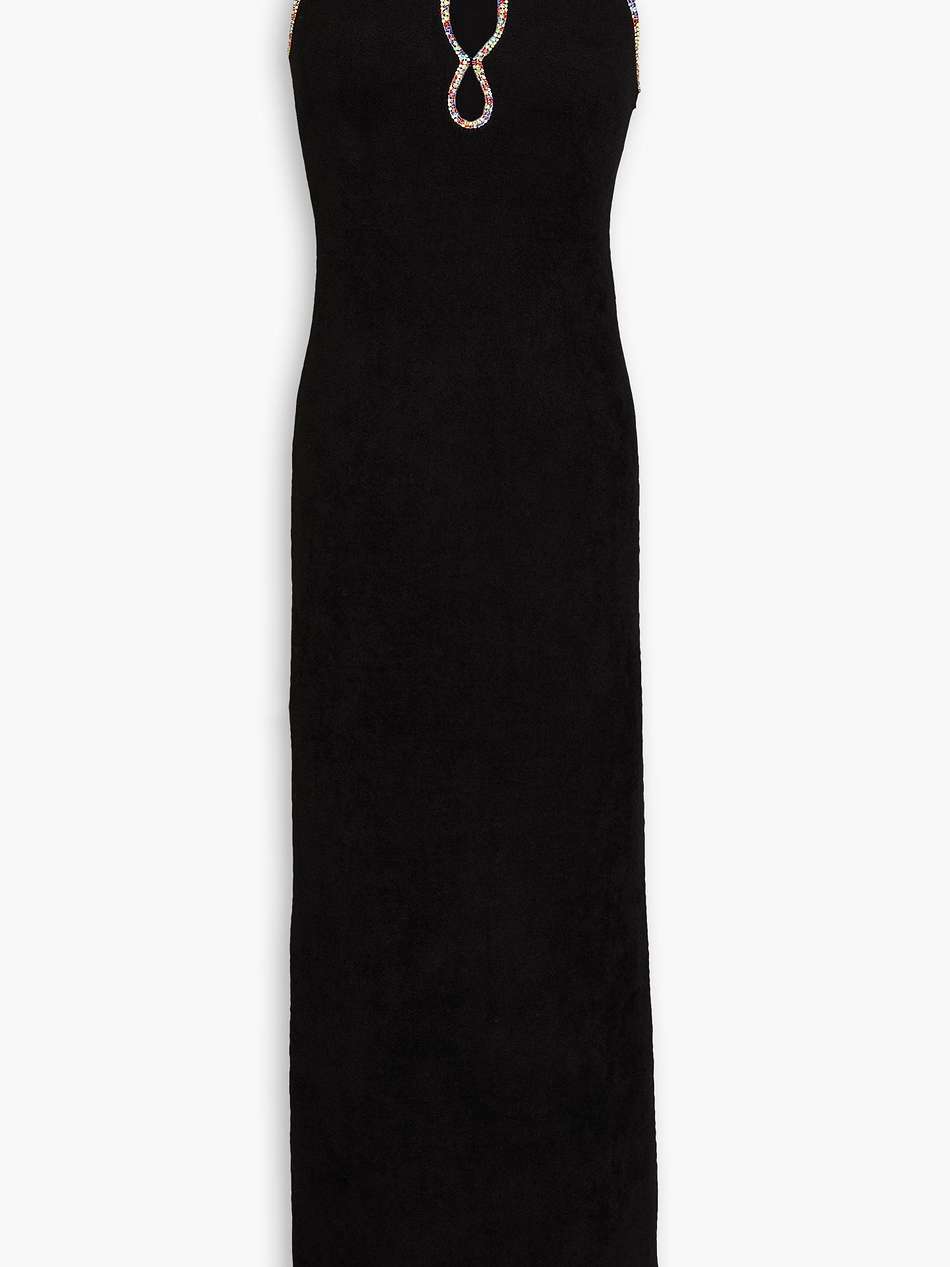 crystal-embellished chenille midi dress