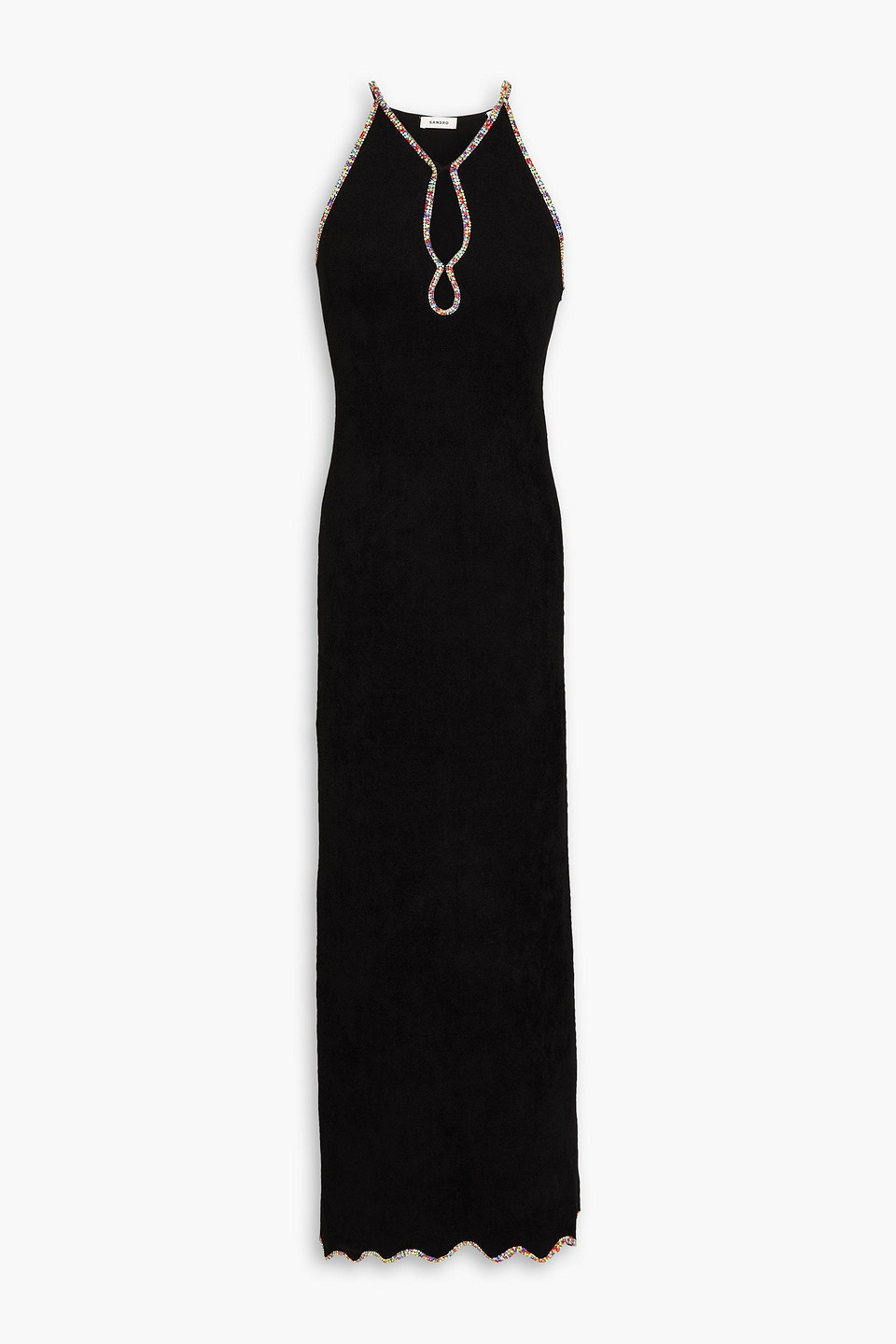 Sandro Crystal-embellished Chenille Midi Dress In Black