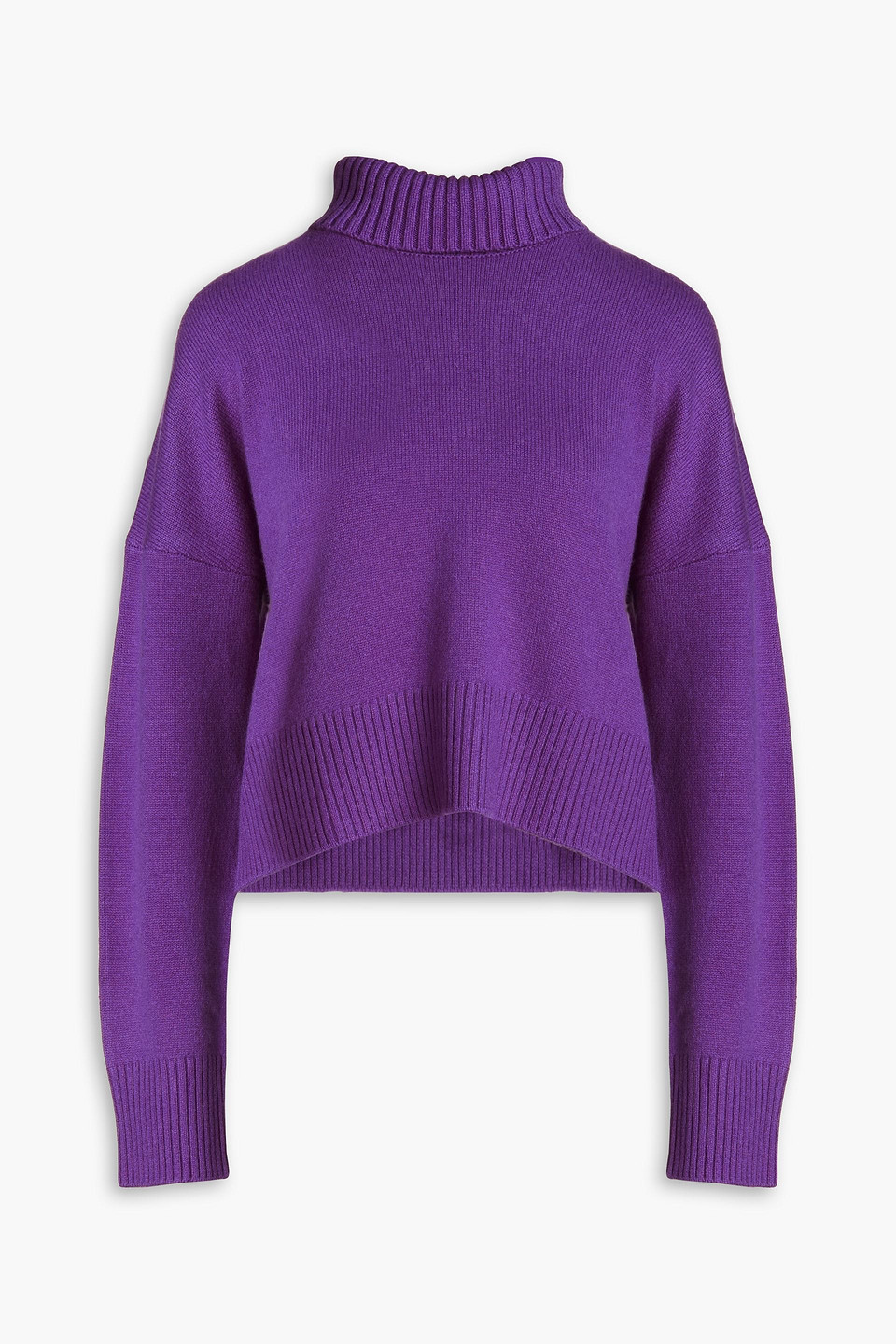 Maje Intarsia-knit Cashmere-blend Turtleneck Sweater In Purple