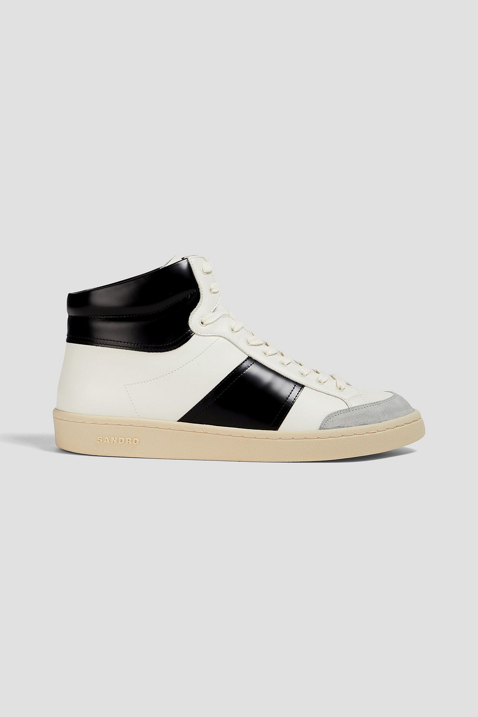 Sandro - Suede-trimmed leather high-top sneakers - White - EU 41