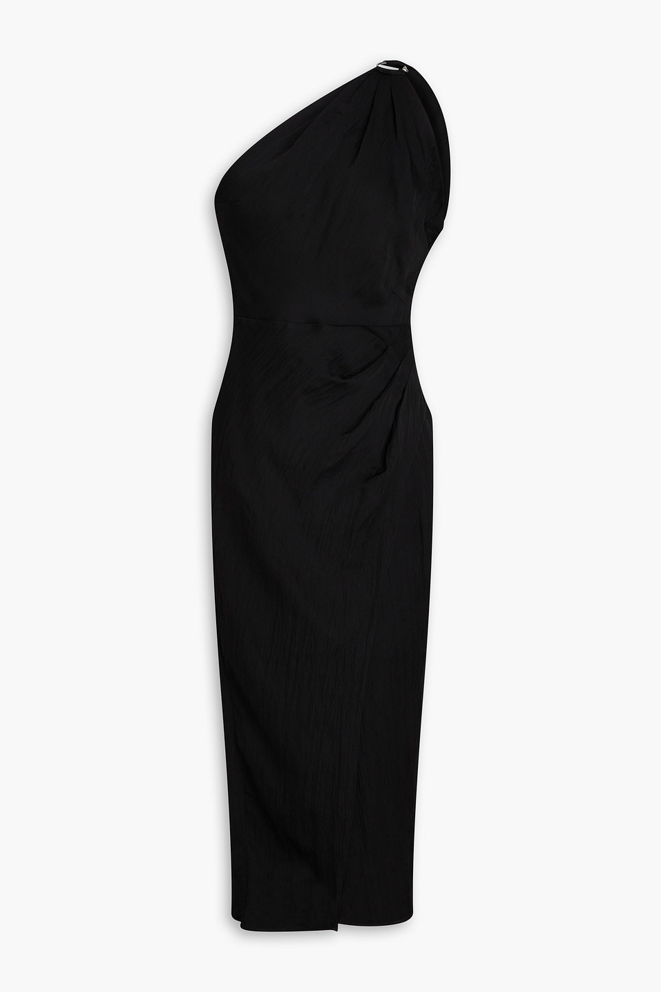 Sandro One-shoulder Cutout Crepe Midi Dress In Black