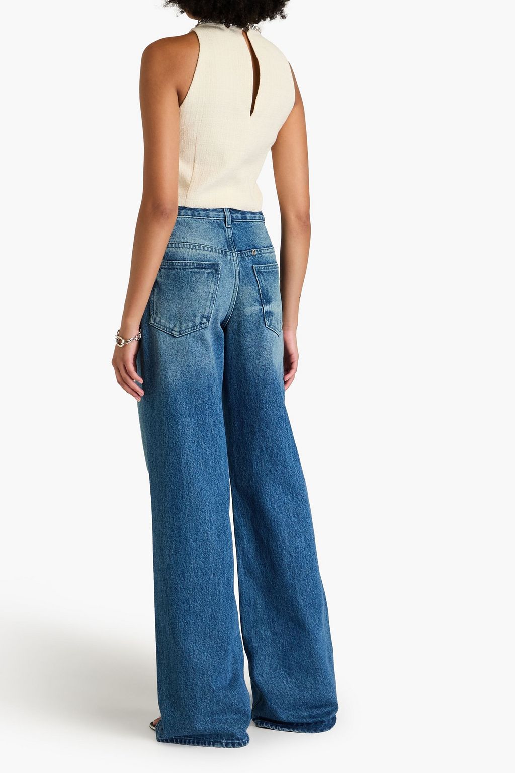SANDRO Cropped crystal-embellished crepe top