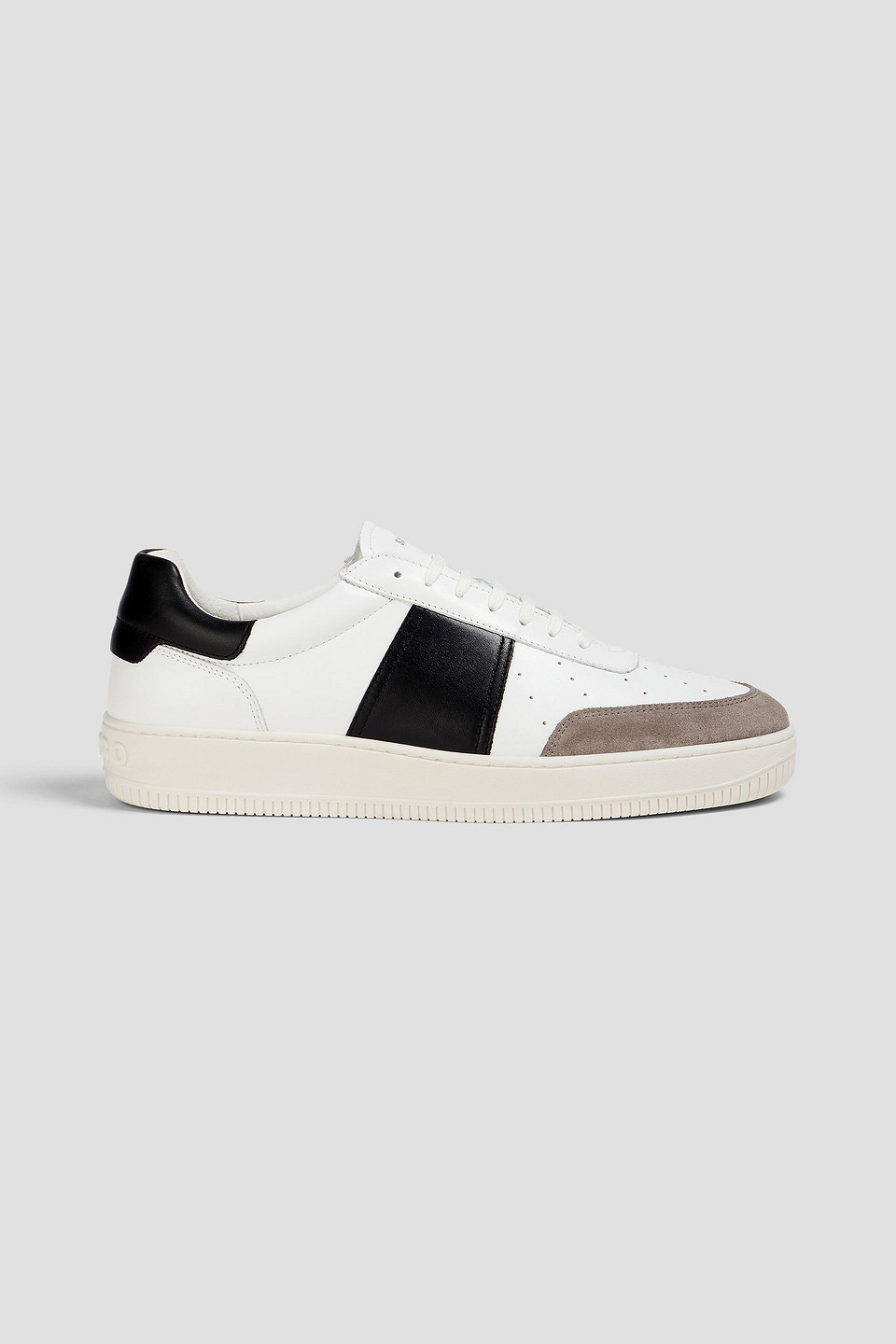 SANDRO SUEDE-TRIMMED LEATHER trainers