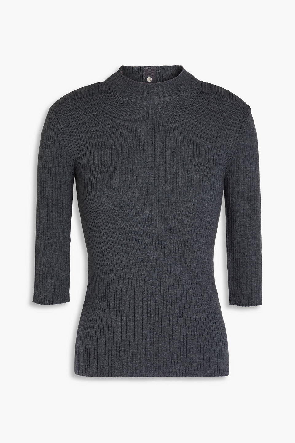 Maje Ribbed-knit Top In Anthracite