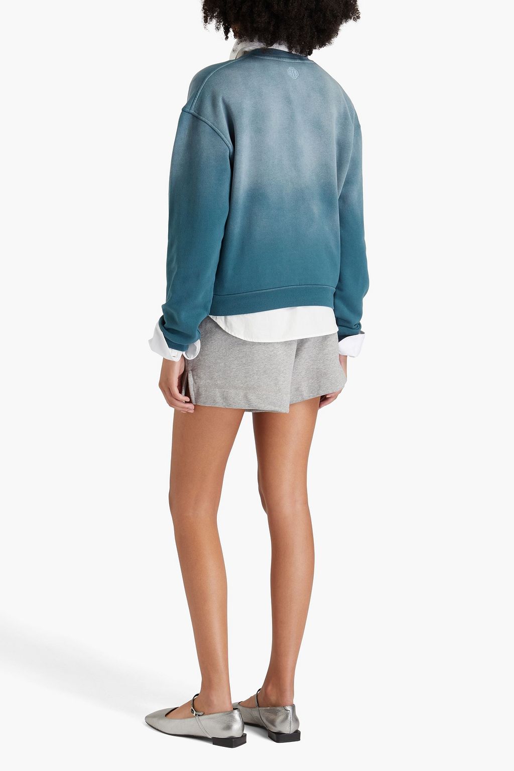 MAJE Embellished dégradé cotton-fleece sweatshirt