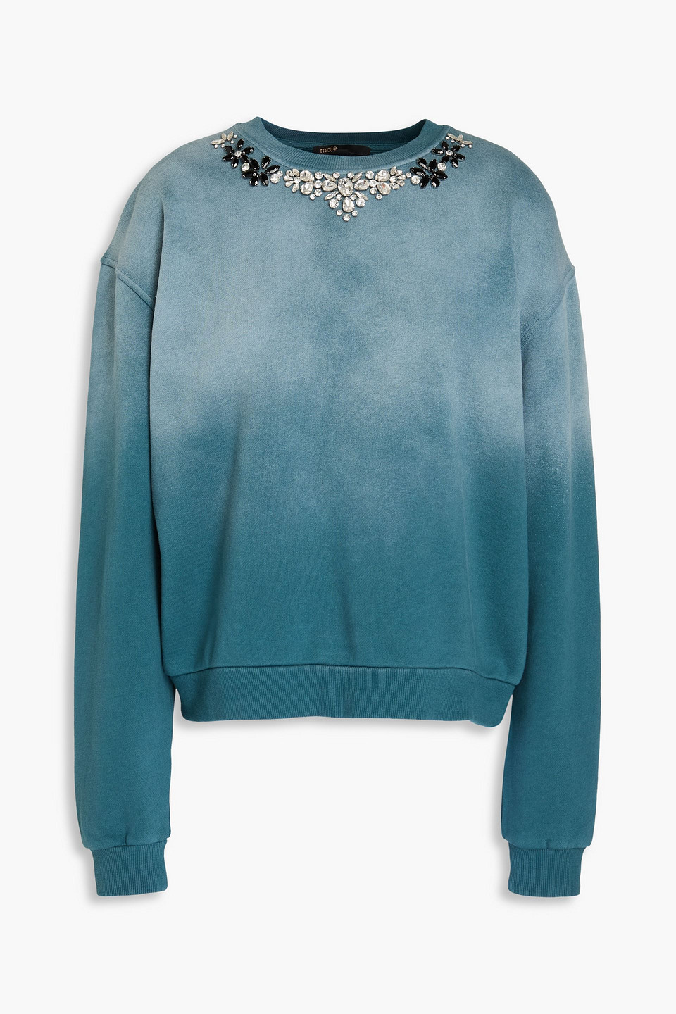 Embellished dégradé cotton-fleece sweatshirt