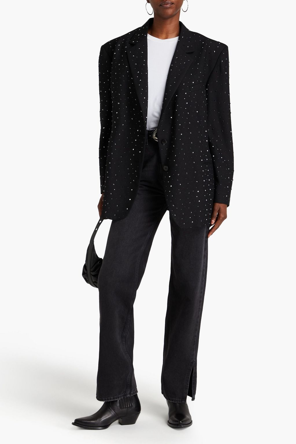 SANDRO Crystal-embellished twill blazer