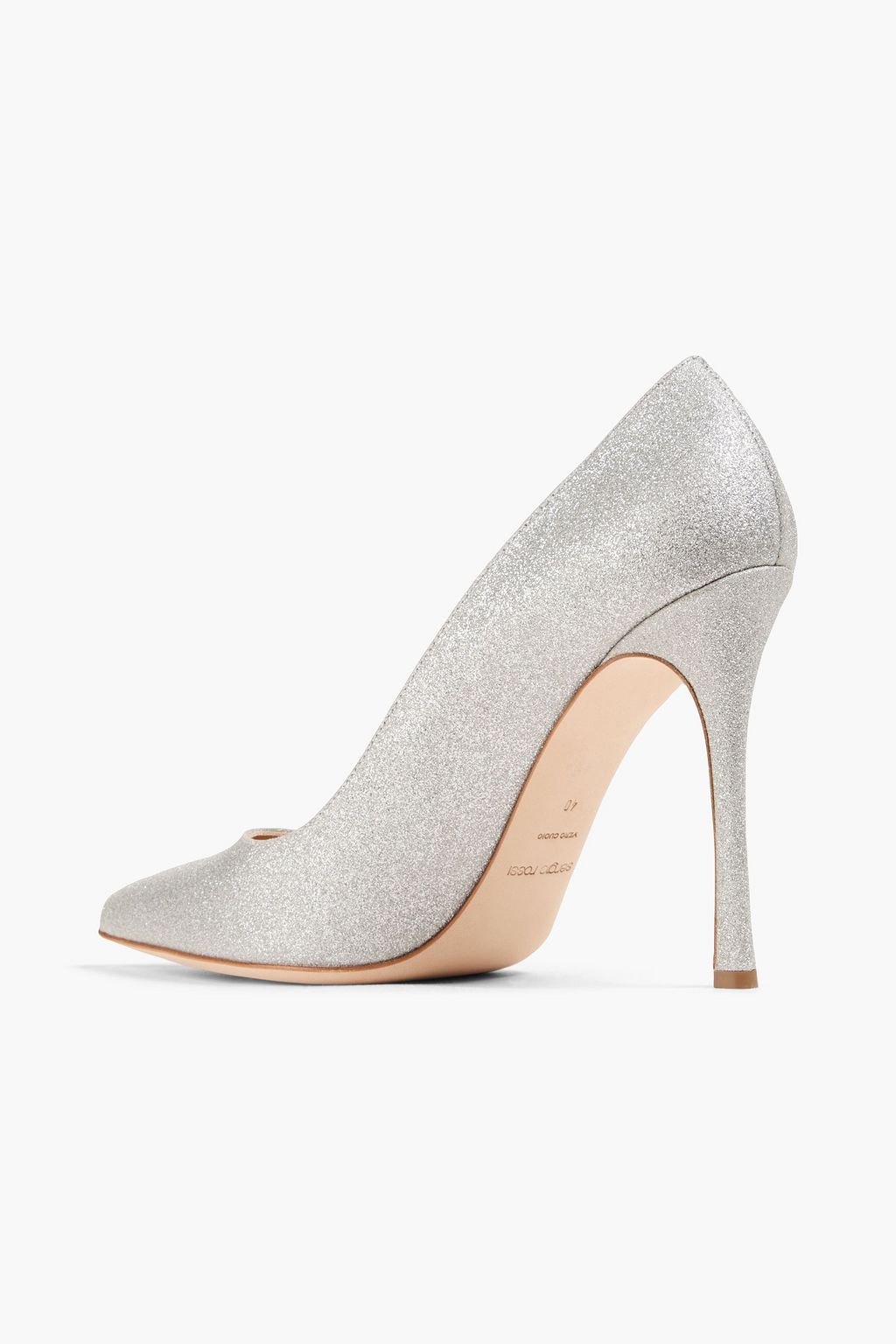 SERGIO ROSSI Argento glittered leather pumps