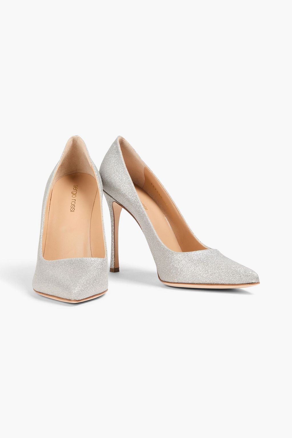 SERGIO ROSSI Argento glittered leather pumps