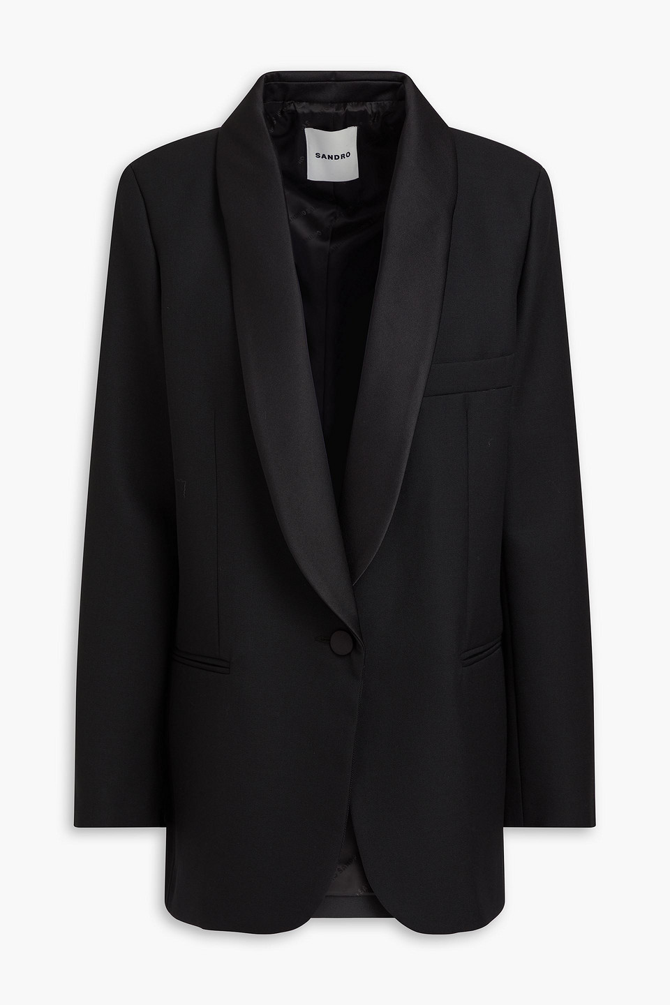 Sandro Grain De Poudre Tuxedo Jacket In Black