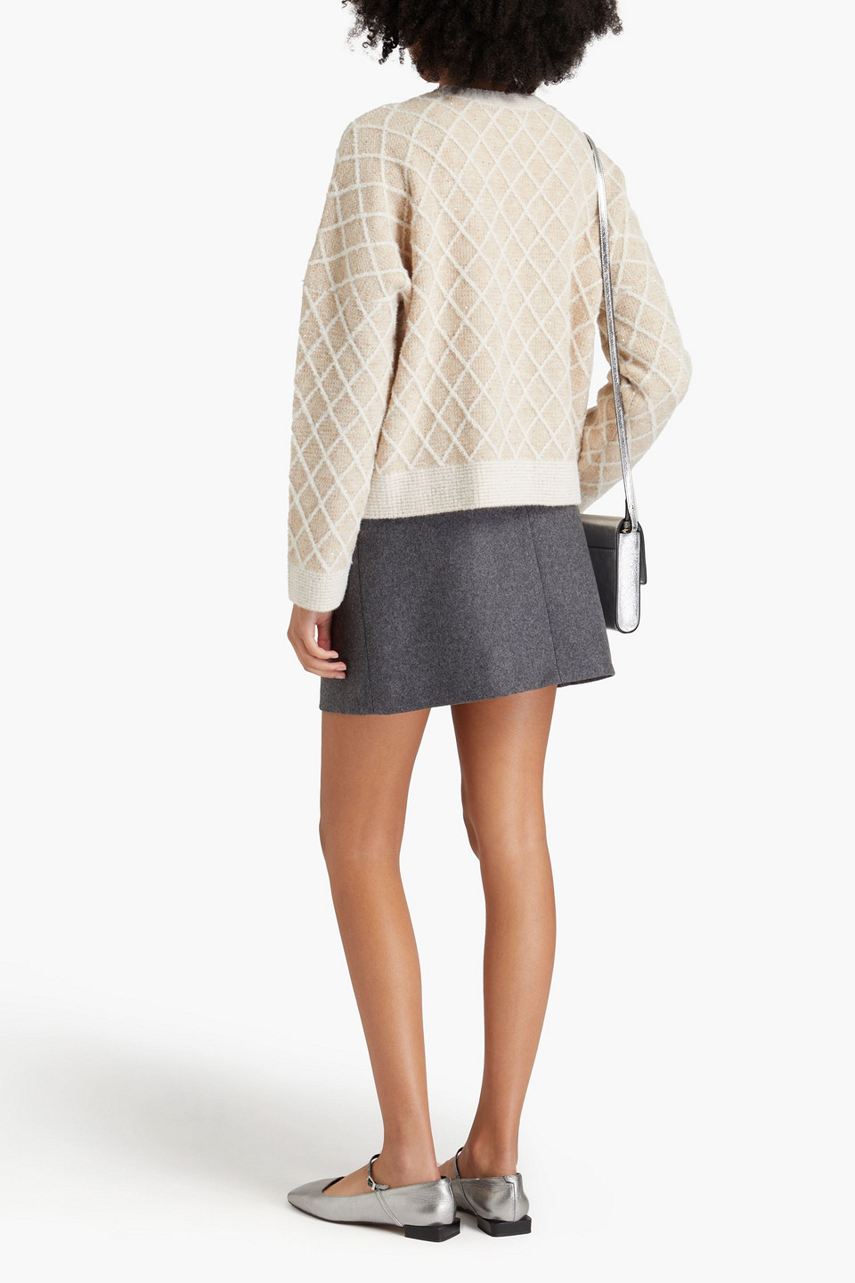  Maje - Metallic Knitted Cardigan - Neutral - 2 