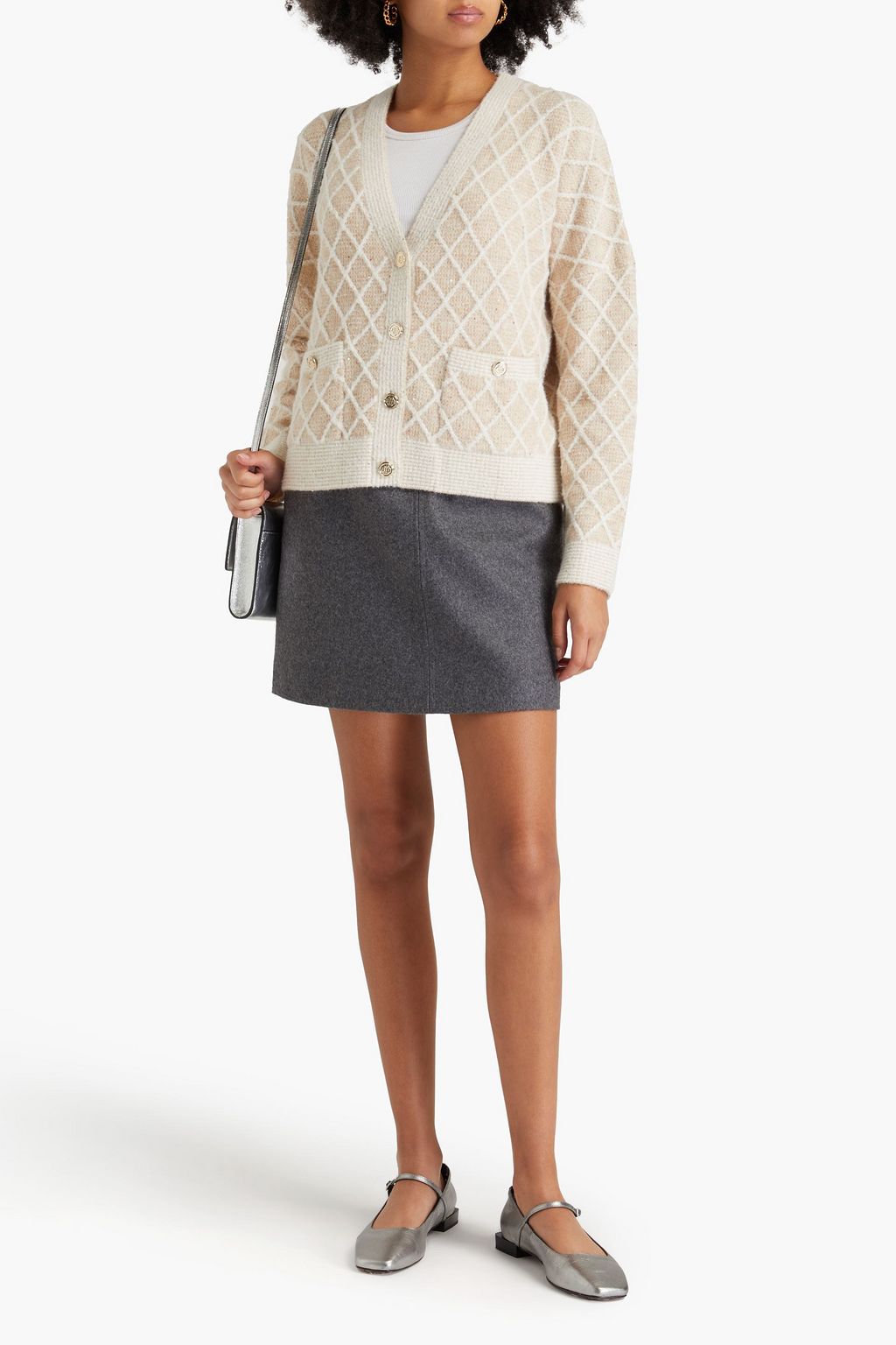 MAJE Metallic knitted cardigan