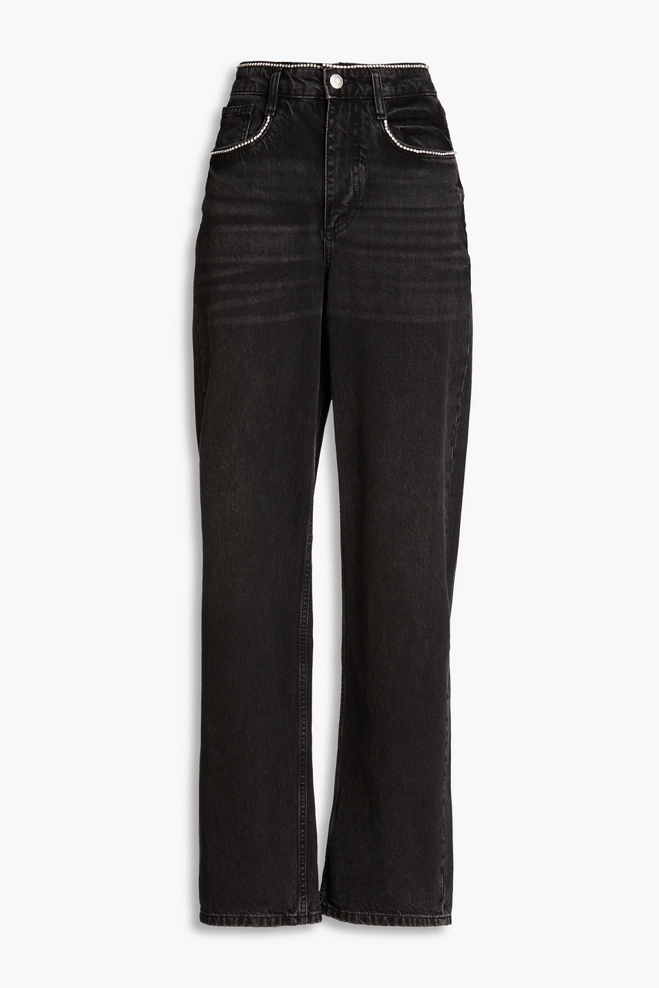Maje Crystal-embellished High-rise Wide-leg Jeans In Black