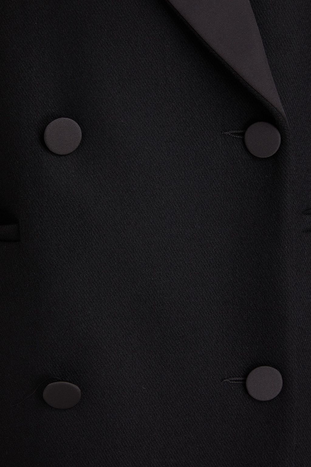 SANDRO ウール混ツイル ダブルブレストコート サテントリム