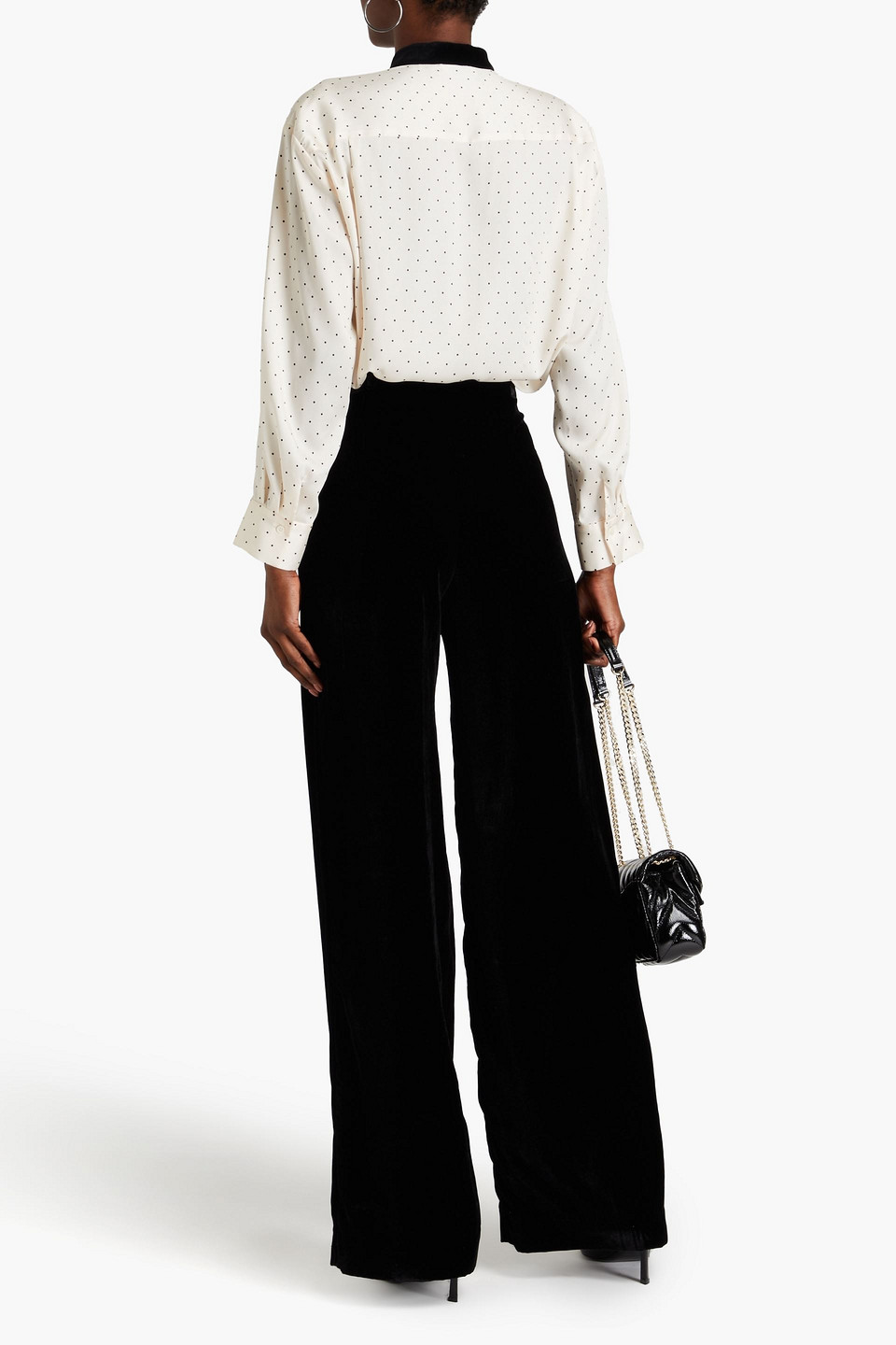 Sandro Velvet Wide-leg Pants In Black