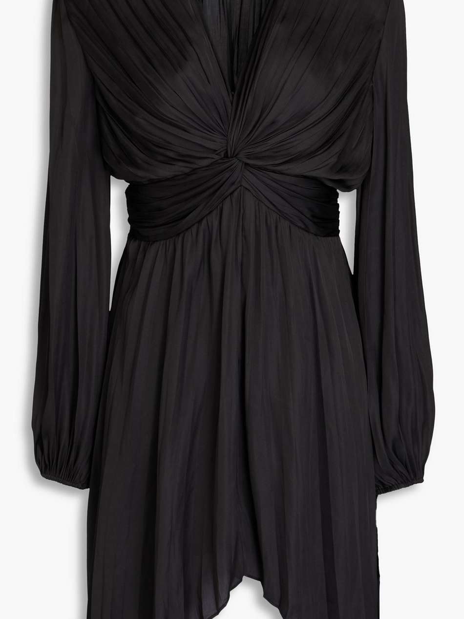 pleated satin mini dress