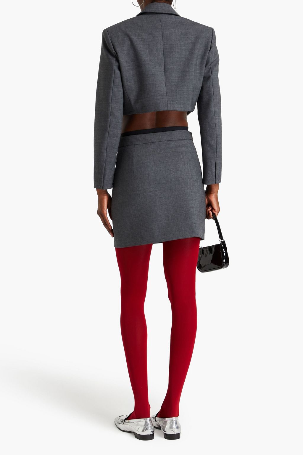 SANDRO Wool-blend twill mini skirt