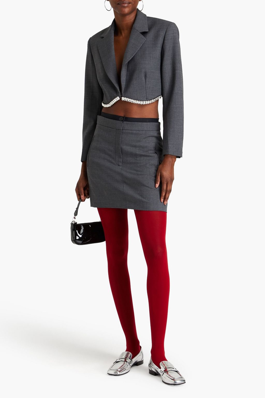 SANDRO Wool-blend twill mini skirt