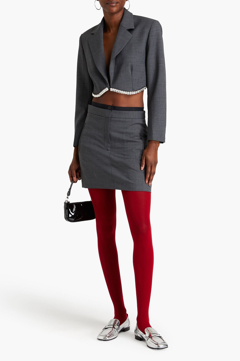 Sandro Wool-blend Twill Mini Skirt In Anthracite