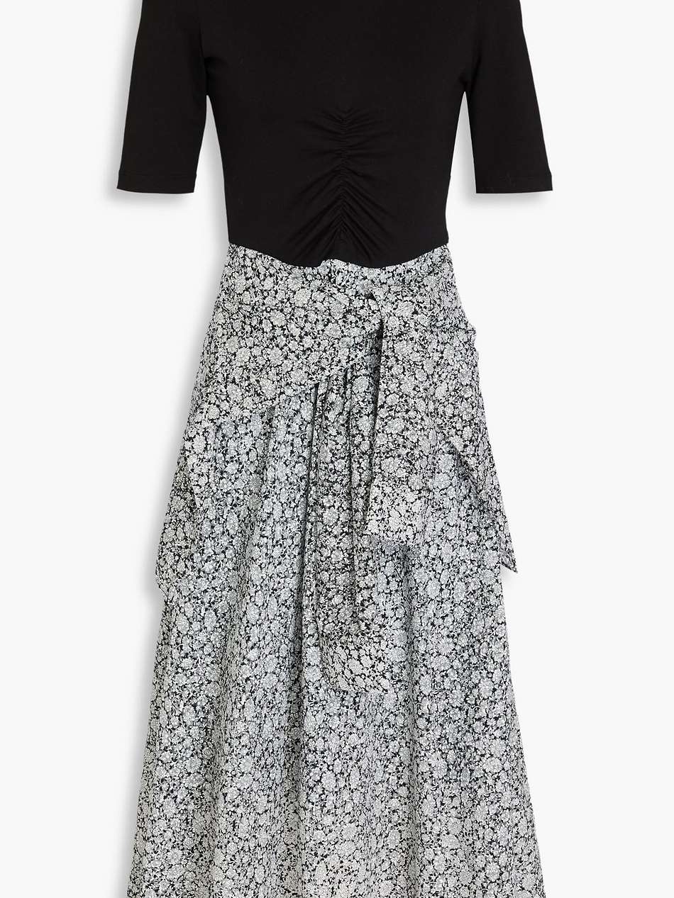 floral-print devoré-jersey midi dress