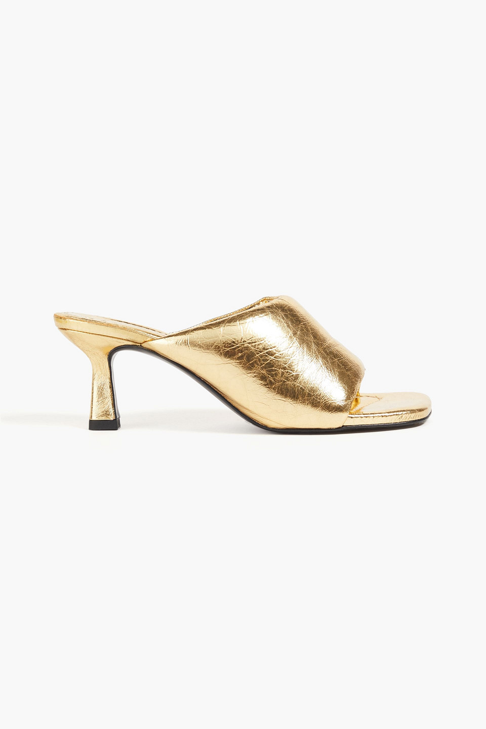 Sandro Metallic Leather Mules In Gold