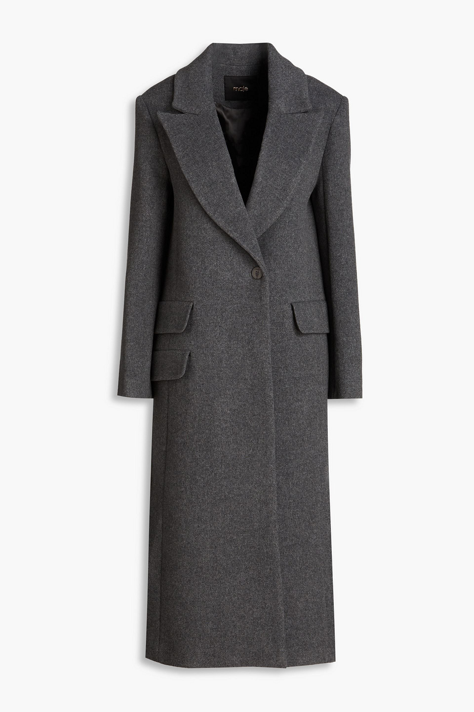 Maje Double-breasted Felt Coat In Anthracite