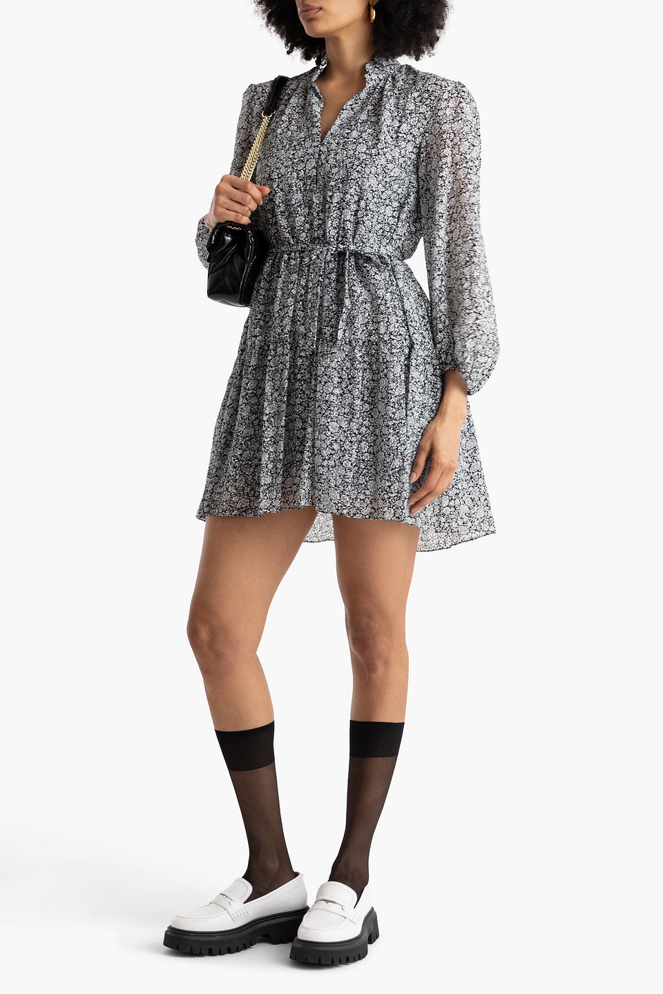  Maje - Minikleid Aus Devoré Mit Floralem Print - Grau - Fr 34 