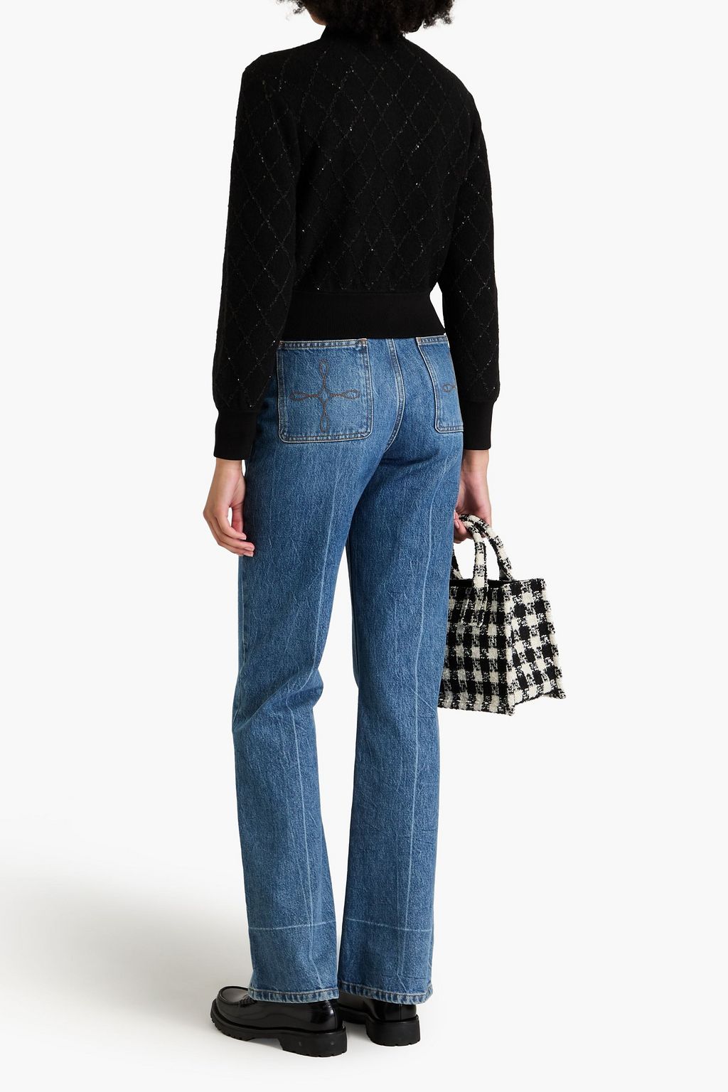 SANDRO Embellished bouclé-knit cardigan